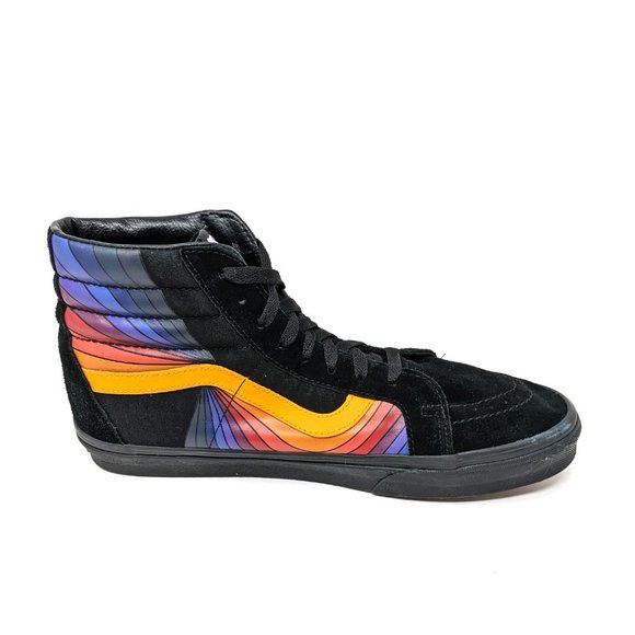 Vans Sk8-Hi Top Reissue Refract Black/Multi Suede Leather Sneakers EUC - Picture 4 of 10